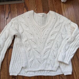 Anthropologie Cream Cable Knit Sweater